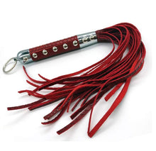 Load image into Gallery viewer, Leather Snake Skin Whip Flogger Sex Toy Bondage BDSM Naughty Kinky Spanking Paddle Red Dom Sub Submissive
