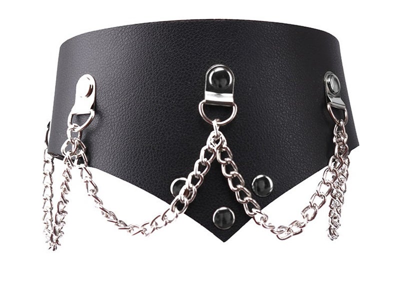 Black Bondage Fetish Collar BDSM Leather Restraints Cuffs Set Sex Toy Adult 50 Shades Chain Dom Sub