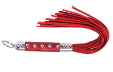 Load image into Gallery viewer, Leather Snake Skin Whip Flogger Sex Toy Bondage BDSM Naughty Kinky Spanking Paddle Red Dom Sub Submissive
