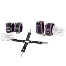 Load image into Gallery viewer, 14 Piece Bondage BDSM Sex Set Black Purple / Leather / Sex Toy / Whip / Restraints / Cuffs /  Gag / Adult / Rope
