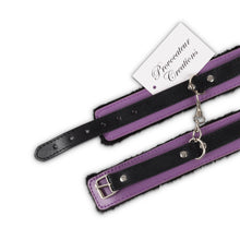 Load image into Gallery viewer, Bondage BDSM Leather Wrist Cuffs Restraints Set / Black Purple / Sex Toy / Adult / 50 Shades

