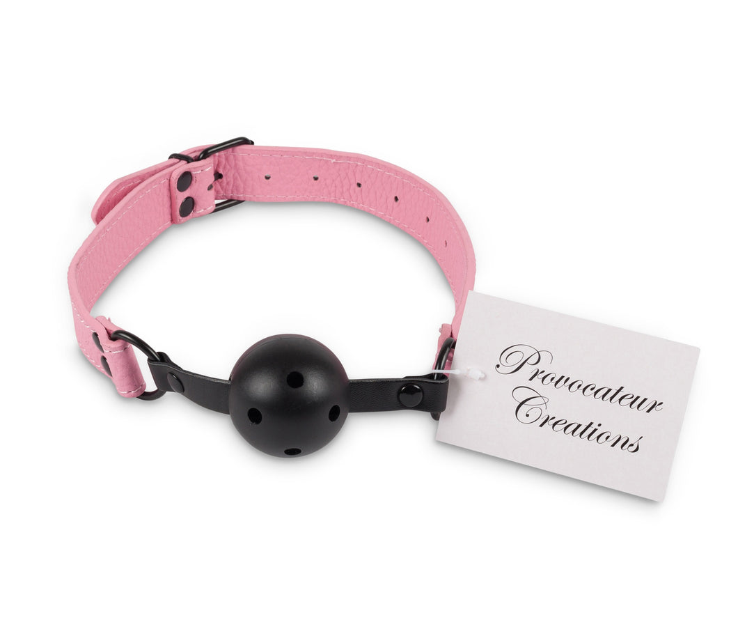 Leather Mouth Ball Gag Bondage BDSM Pink Adjustable Breathable Sex Adult Toys Restraints Kinky Set