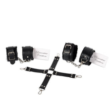 Load image into Gallery viewer, 5 Piece Bondage BDSM Black Set Leather Restraints / Ankle Wrist Cuffs / Sex Toy / Adult / 50 Shades /
