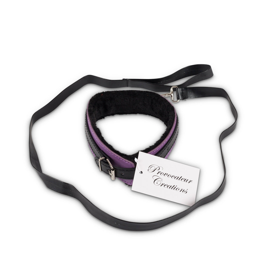 Bondage Dog Collar & Leash BDSM Black Purple Leather Restraints Cuffs Set Sex Toy Adult 50 Shades