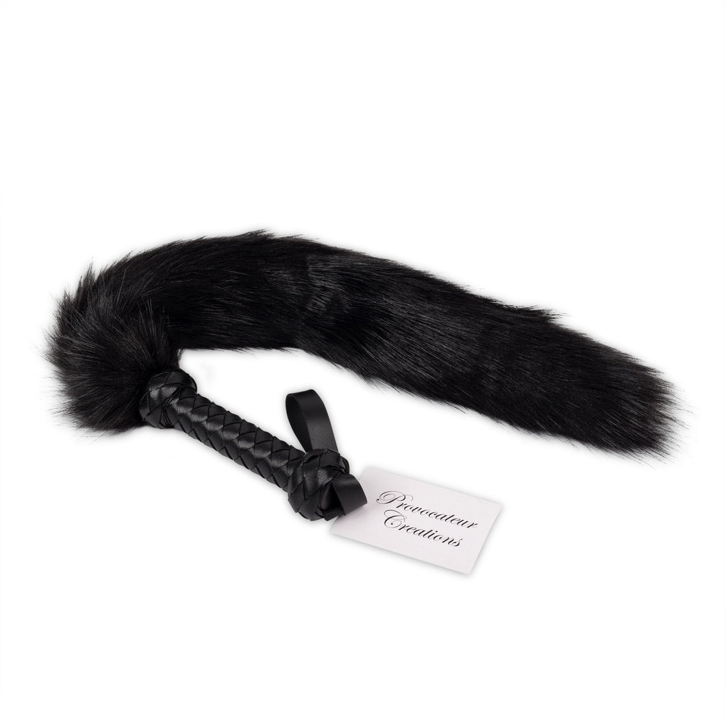 Leather 2 Feet Long Black Whip Flog Flogger Fox Tail Cosplay Sex Toy Bondage BDSM Naughty Kinky