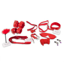 Load image into Gallery viewer, 14 Piece Red Bondage BDSM Sex Set / Leather / Sex Toy / Whip / Restraints / Cuffs /  Gag / Adult / Rope
