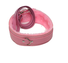 Load image into Gallery viewer, Bondage Dog Collar &amp; Leash BDSM Pink Leather Restraints Cuffs Set Sex Toy Adult 50 Shades
