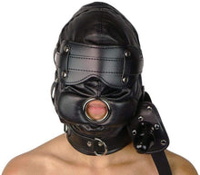 Load image into Gallery viewer, Black Leather Bondage BDSM Fetish Head Hood Mask with Mouth Dildo Sex Toy / Restraints / Cuffs /  Gag / Adult
