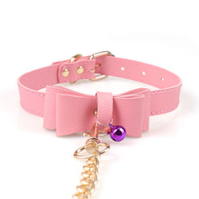 Load image into Gallery viewer, Bondage Dog Collar &amp; Leash BDSM Pink Leather Metal Restraints Cuffs Set Sex Toy Adult 50 Shades
