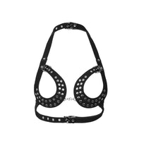 Load image into Gallery viewer, Erotic Bondage Lingerie Black Leather Open Cup Peep Hole Harness Bra Sexy Gothic Dominatrix BDSM Bondage Dom Adult Kinky Sexy Set Club wear
