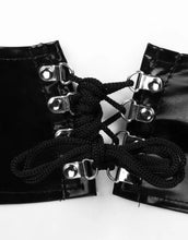 Load image into Gallery viewer, Erotic Bondage Lingerie Black Wet Look Outfit Thong Garter Corset Open Peep Hole Bra Sexy Dominatrix BDSM Bondage Dom Adult Kinky Sexy Set
