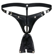 Load image into Gallery viewer, Erotic Bondage Mens Lingerie Peep Hole Button Open Pouch Thong G-string Gay Men Restraints Belt BDSM Adult Kinky Sexy Set Club Wear

