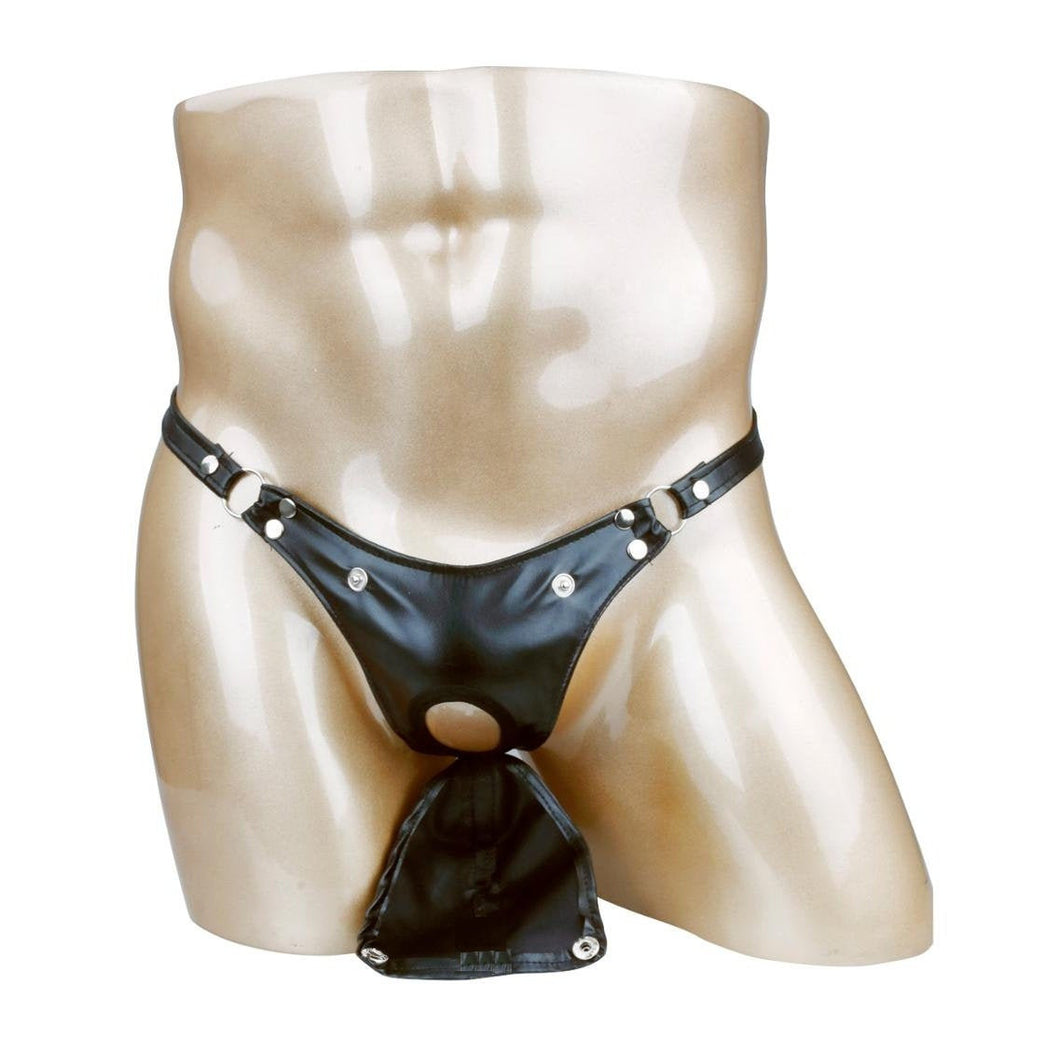 Erotic Bondage Mens Lingerie Peep Hole Button Open Pouch Thong G-string Gay Men Restraints Belt BDSM Adult Kinky Sexy Set Club Wear
