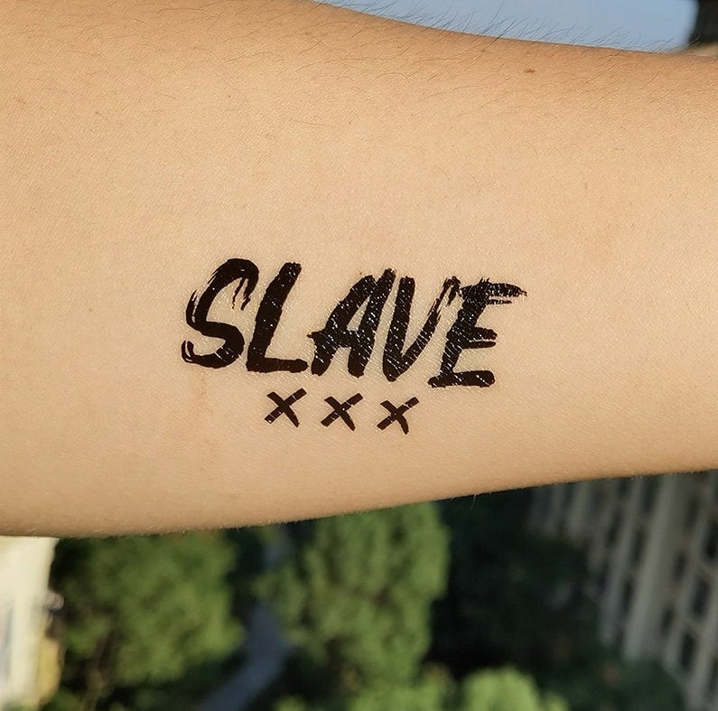 3 PACK - SLAVE Temporary Tattoo Bondage BDSM Adult Sex Submissive Dom Sub Cuckold Fetish for Hotwife cuckold Swinger Lifestyle