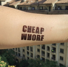 Load image into Gallery viewer, 3 PACK - Cheap Whore Temporary Tattoo Bondage BDSM Adult Sex Submissive Dom Sub Cuckold Fetish for Hotwife cuckold Swinger Lifestyle
