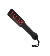 Load image into Gallery viewer, Bondage BDSM Black SLUT Leather Paddle Whip Flogger Riding Crop Sex Toy Naughty Kinky
