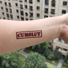 Load image into Gallery viewer, 3 PACK - Cumslut Temporary Tattoo Bondage BDSM Adult Sex Submissive Dom Sub Cuckold Fetish for Hotwife cuckold Swinger Lifestyle
