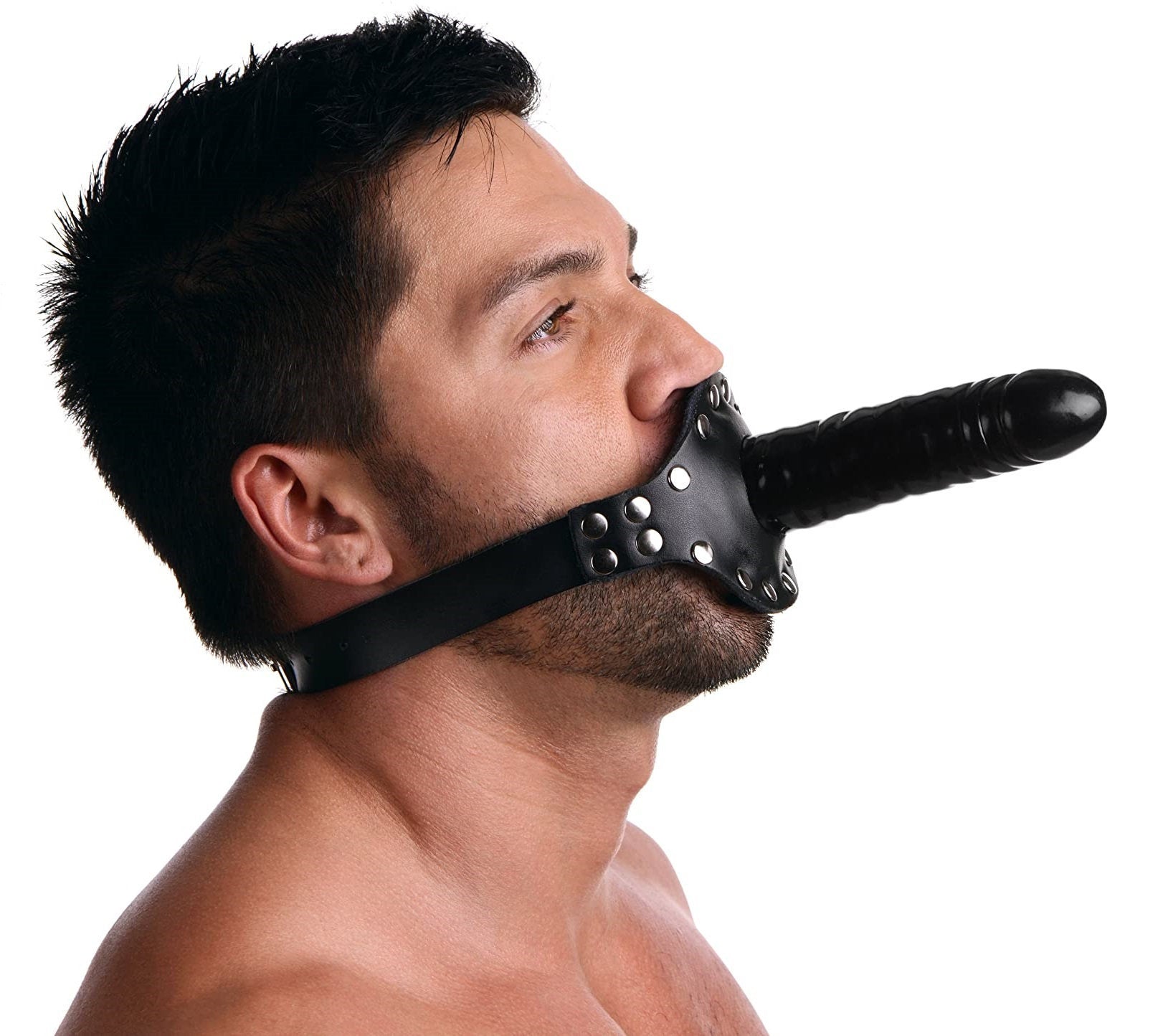 Mouth Gag Dildo with Harness Belt Adjustable Leather Sex Toy for Men W image