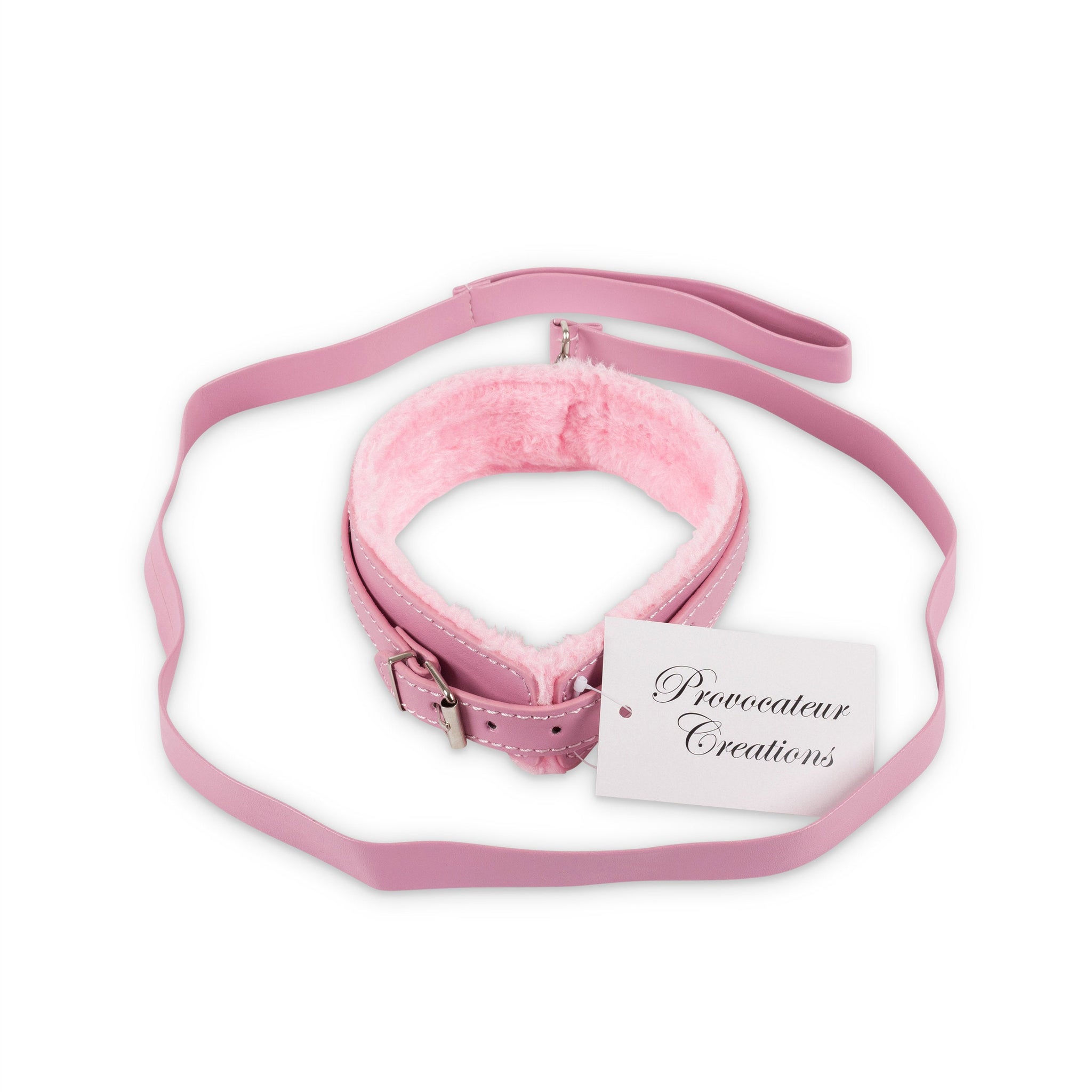Bondage Dog Collar and Leash BDSM Pink Leather Restraints Cuffs Set