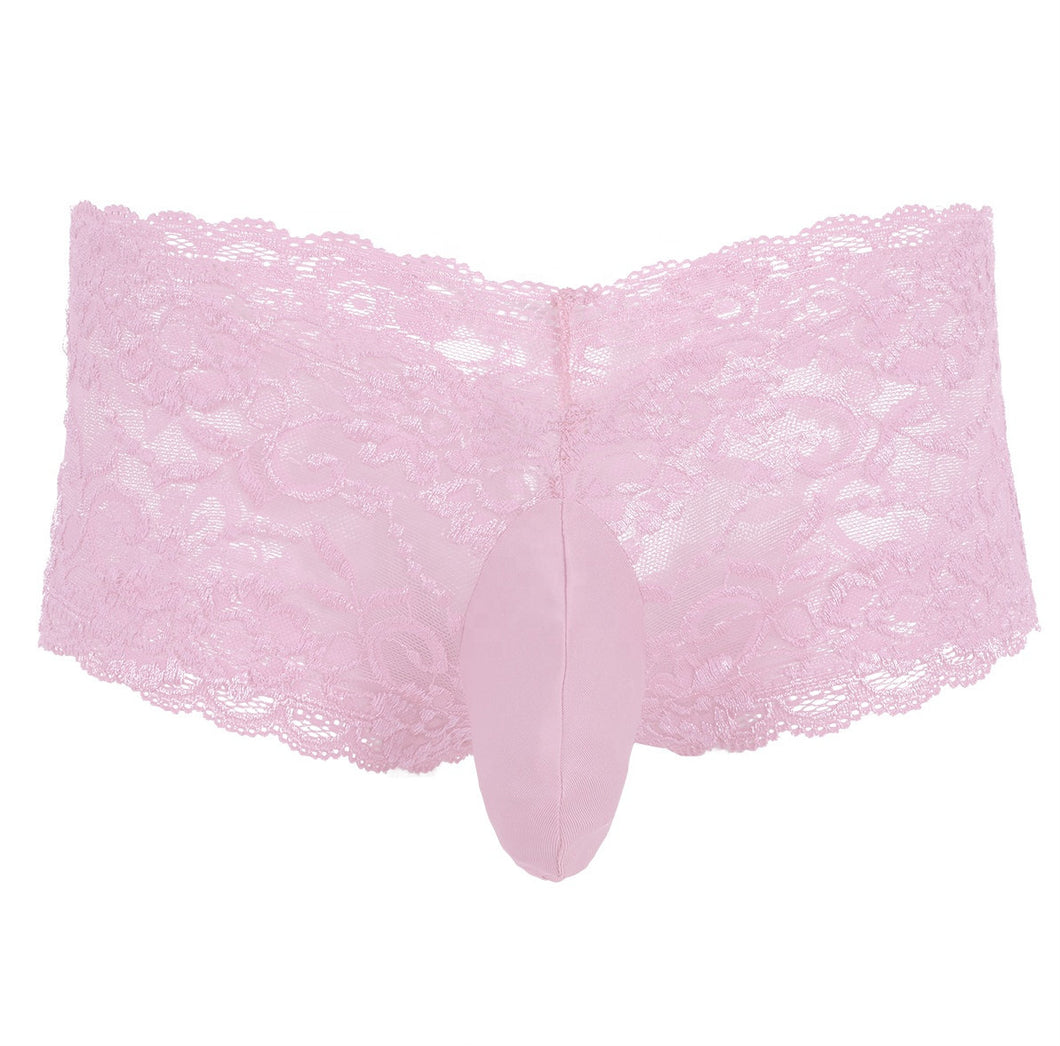 Erotic Mens Lingerie Pink Lace Underwear Panties Sissy Cuckold Cuck Su image