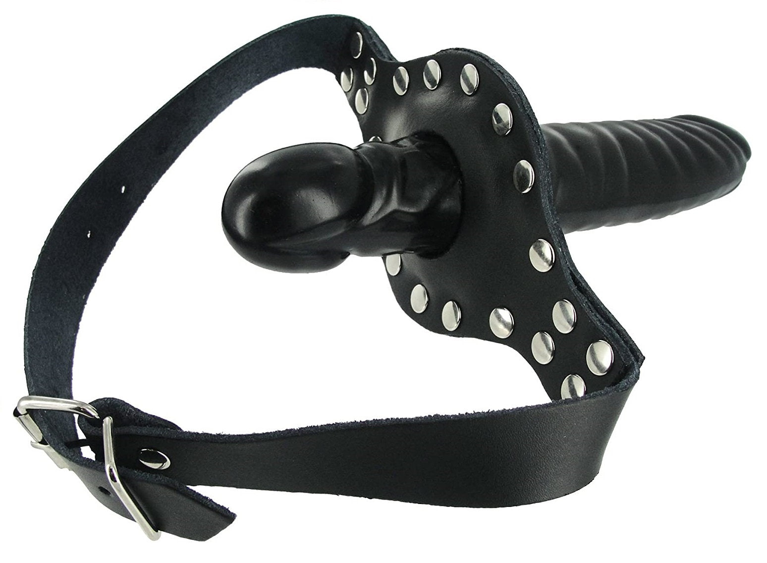 Mouth Gag Dildo with Harness Belt Adjustable Leather Sex Toy for Men W picture