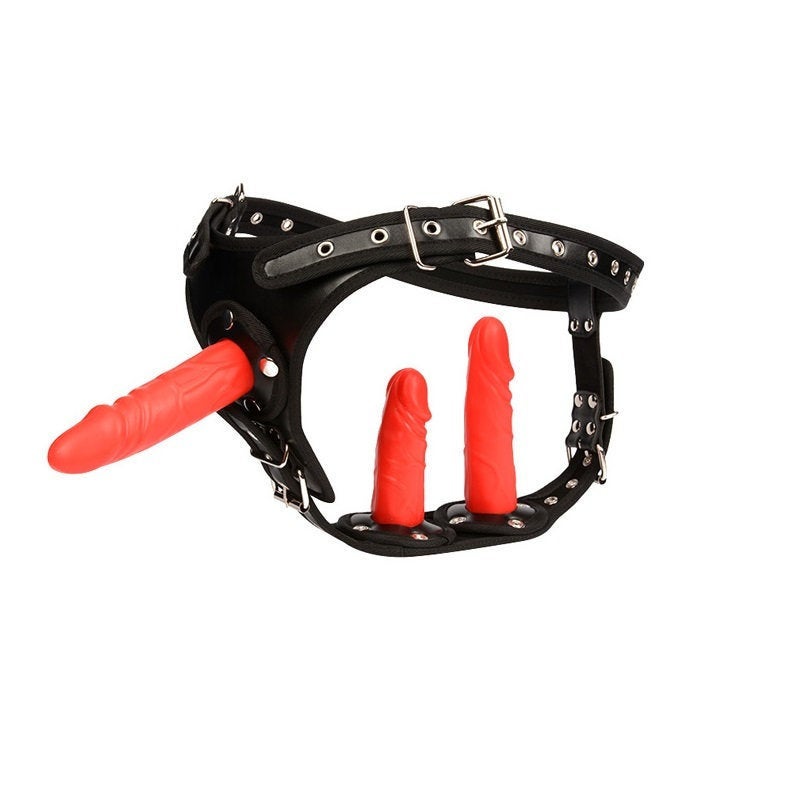 <transcy>Gode ​​ceinture avec ceinture harnais 3 godes en silicone amovibles gode réglable jouet sexuel en cuir pour femmes amants lesbiennes Masturbation</transcy>